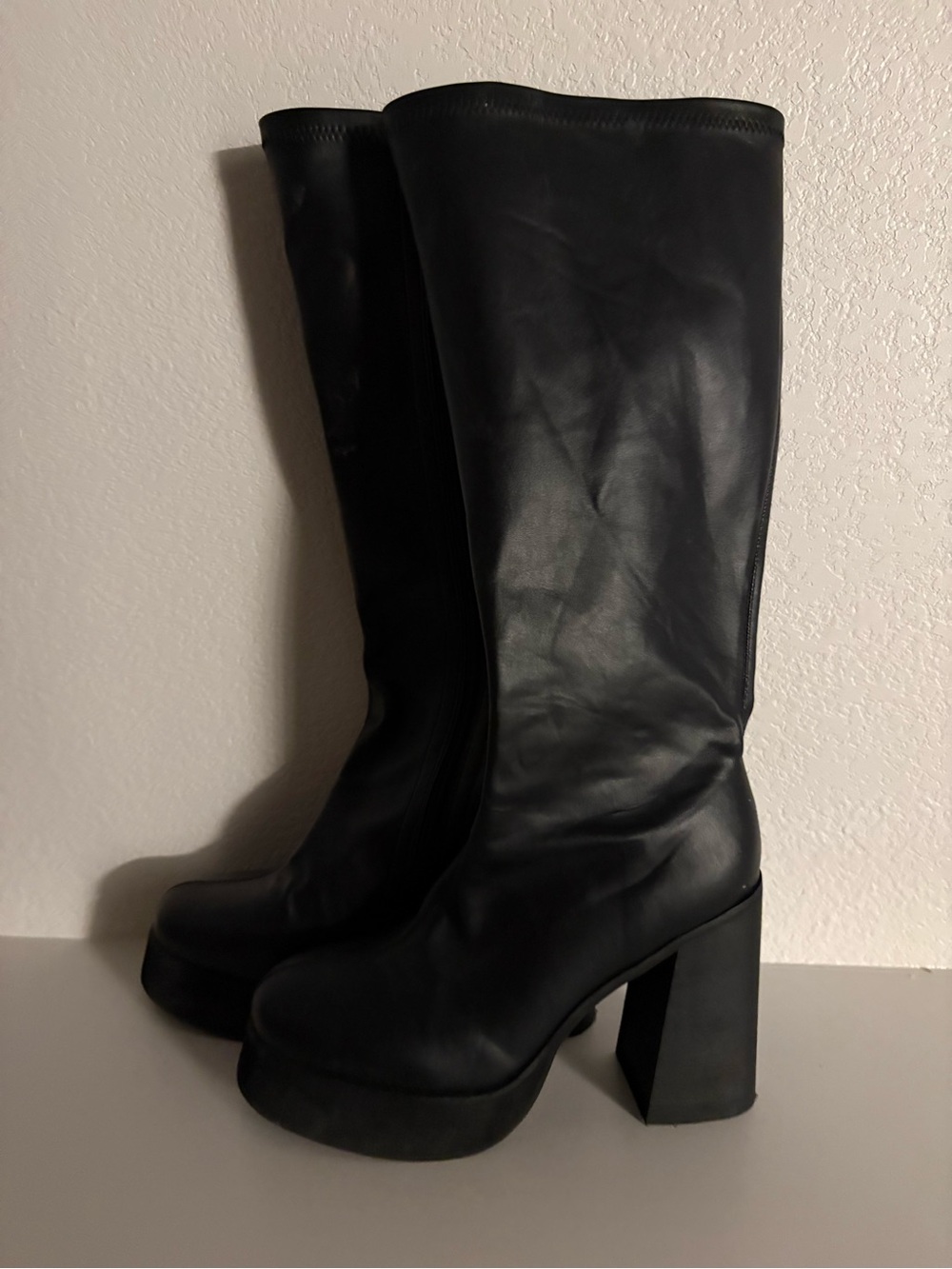 Princess Polly Black Platform Knee-High Boots